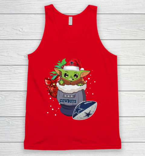 Dallas Cowboys Christmas Baby Yoda Star Wars Funny Happy NFL Tank Top 6