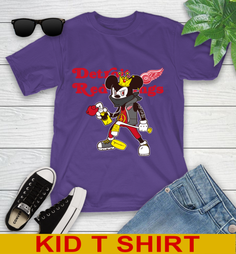 Detroit Red Wings NHL Hockey Mickey Peace Sign Sports Youth T-Shirt 4