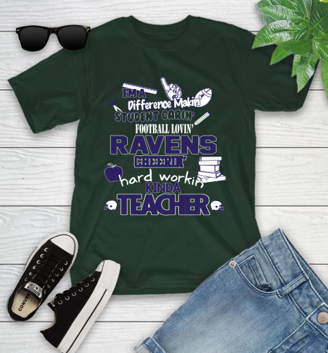 Baltimore Ravens NFL I'm A Difference Making Student Caring Football Loving Kinda Teacher Youth T-Shirt 5