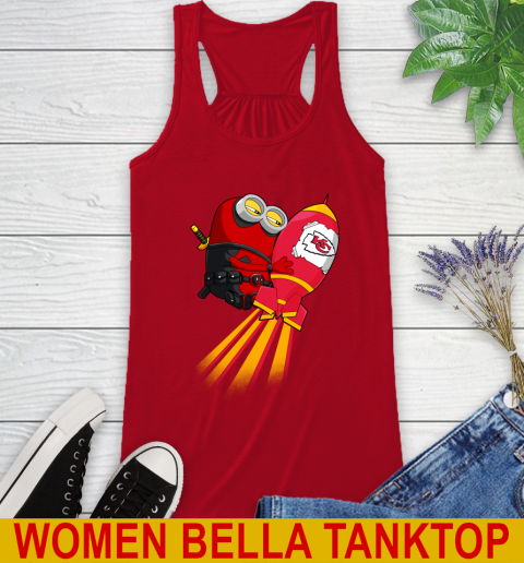 NFL Football Kansas City Chiefs Deadpool Minion Marvel Shirt Racerback Tank 4