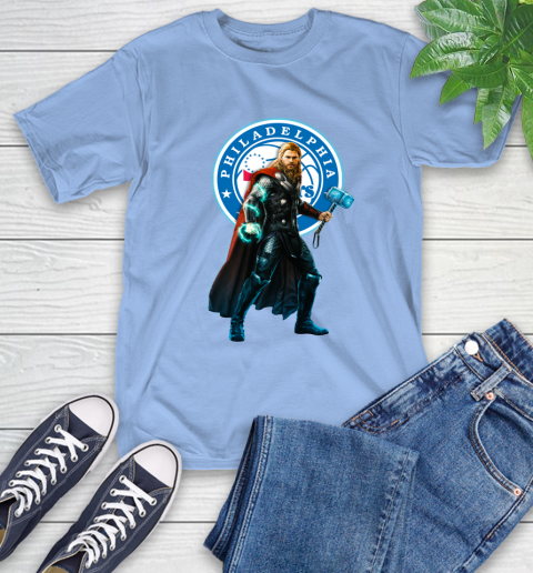 NBA Thor Avengers Endgame Basketball Philadelphia 76ers T-Shirt 11