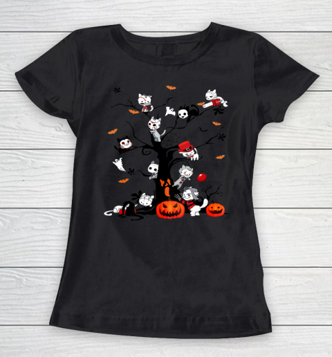 Halloween Horror Movies Cat Funny Scary Halloween Costume Women's T-Shirt