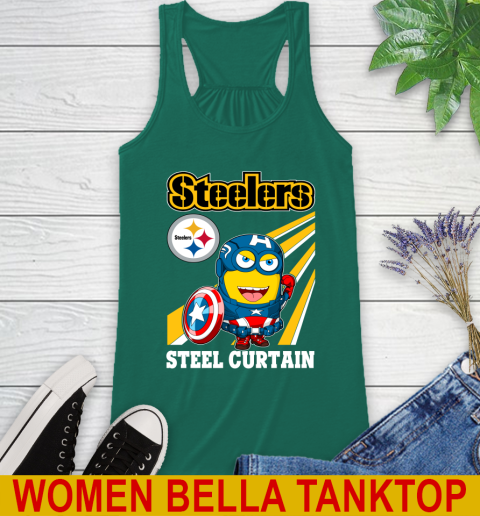 NFL Football Pittsburgh Steelers Captain America Marvel Avengers Minion Shirt Racerback Tank 5
