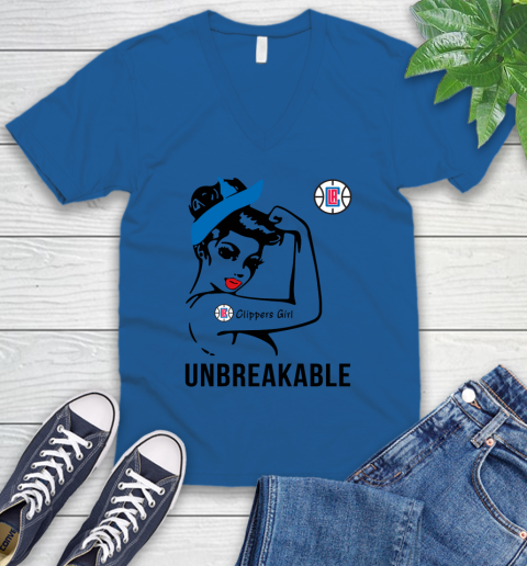 NBA Los Angeles Clippers Girl Unbreakable Basketball Sports V-Neck T-Shirt 3