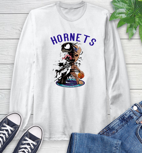 NBA Charlotte Hornets Basketball Venom Groot Guardians Of The Galaxy Long Sleeve T-Shirt