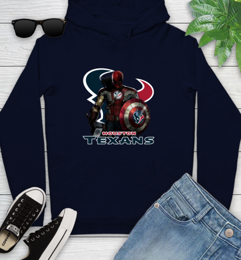 NFL Captain America Thor Spider Man Hawkeye Avengers Endgame Football Houston Texans Youth Hoodie 4