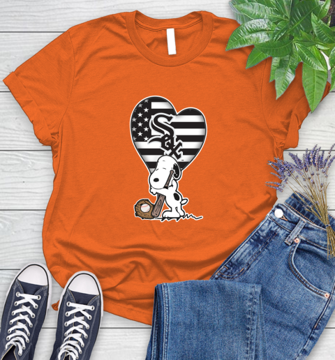 Chicago White Sox MLB Baseball The Peanuts Movie Adorable Snoopy Women's T-Shirt 4