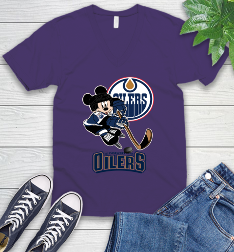 NHL Edmonton Oilers Mickey Mouse Disney Hockey T Shirt V-Neck T-Shirt 10