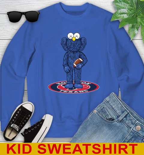 NFL Football Houston Texans Kaws Bff Blue Figure Shirt Youth Sweatshirt 7