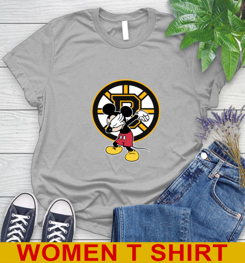 Boston Bruins NHL Hockey Dabbing Mickey Disney Sports Women's T-Shirt 5