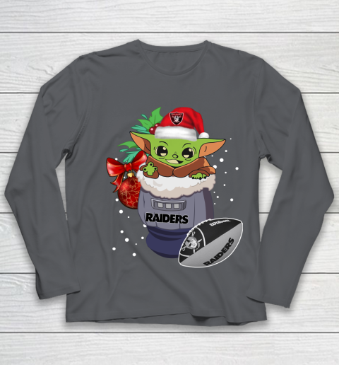 Oakland Raiders Christmas Baby Yoda Star Wars Funny Happy NFL Youth Long Sleeve 8