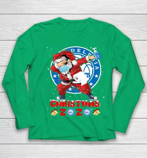 Philadelphia 76ers Funny Santa Claus Dabbing Christmas 2020 NBA Youth Long Sleeve 4