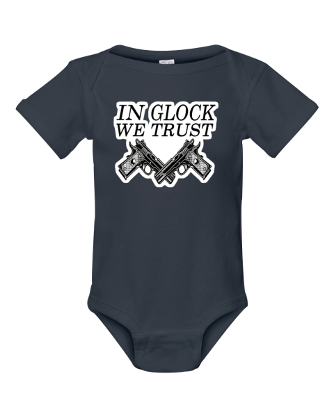 Unisex In Glock We Trust Infant Bodysuit uwyg unisex in glock we trust infant rib bodysuit 4400 105 front navy