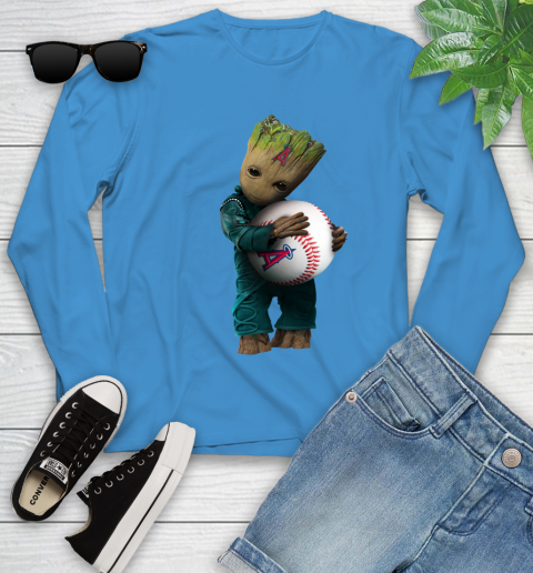 MLB Groot Guardians Of The Galaxy Baseball Sports Los Angeles Angels Youth Long Sleeve 7
