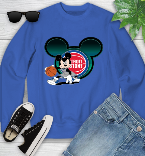 NBA Detroit Pistons Mickey Mouse Disney Basketball Youth Sweatshirt 8