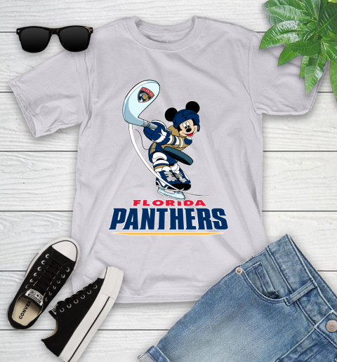 NHL Hockey Florida Panthers Cheerful Mickey Mouse Shirt Youth T-Shirt - Image 5