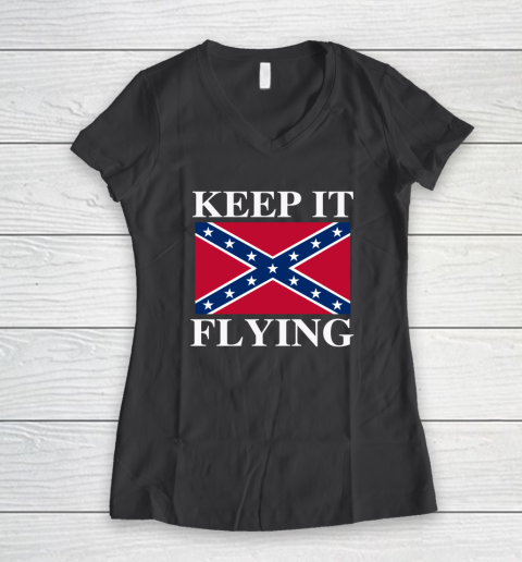 Keep It Flying Confederate Flag Women's V-Neck T-Shirt 4