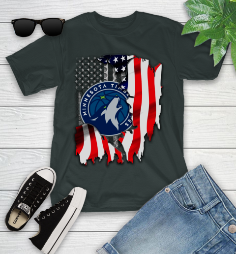 Minnesota Timberwolves NBA Basketball American Flag Youth T-Shirt 6