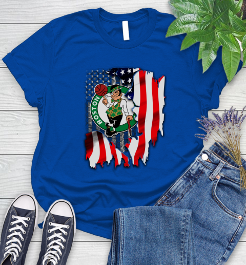 Boston Celtics NBA Basketball American Flag Women's T-Shirt 12