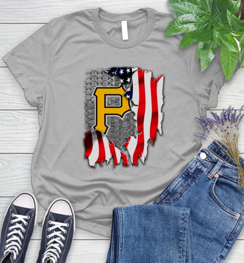 Pittsburgh Pirates MLB Baseball American Flag Women's T-Shirt 5