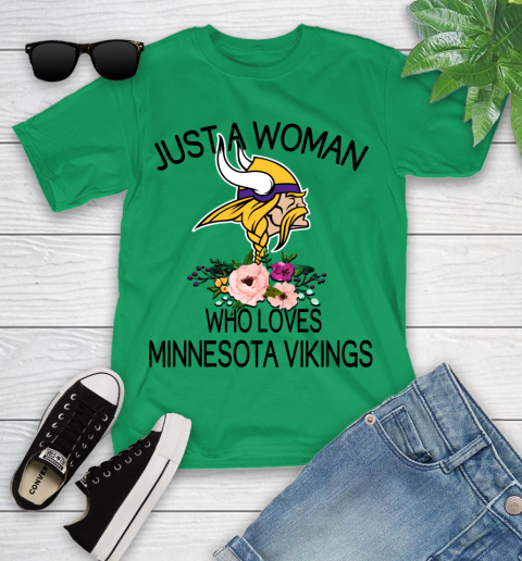 NFL Just A Woman Who Loves Minnesota Vikings Football Sports Youth T-Shirt 3