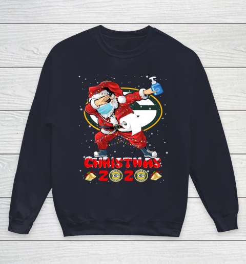Green Bay Packers Funny Santa Claus Dabbing Christmas 2020 NFL Youth Sweatshirt 2