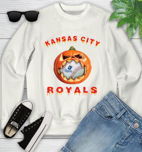 MLB Kansas City Royals Halloween Pumpkin Baseball Sports Youth Sweatshirt