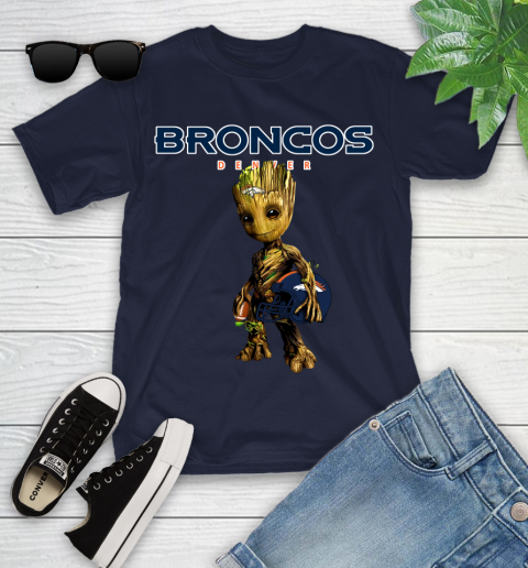 Denver Broncos NFL Football Groot Marvel Guardians Of The Galaxy Youth T-Shirt 3
