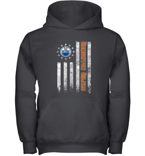 NHL American Flag Hockey Sports Edmonton Oilers Youth Hoodie