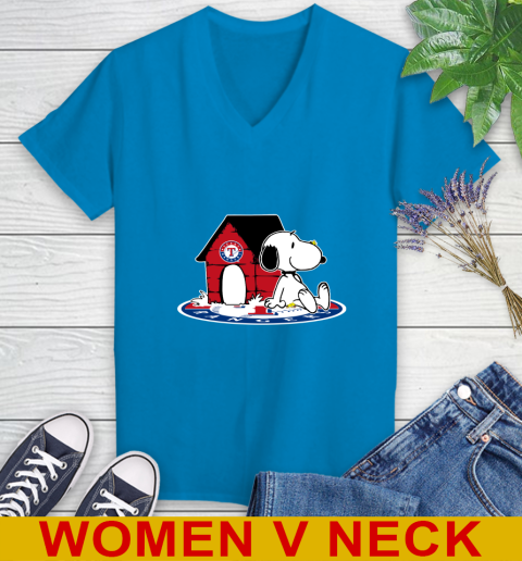 MLB Baseball Texas Rangers Snoopy The Peanuts Movie Shirt Women's V-Neck T-Shirt 8