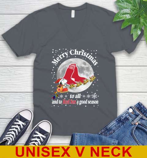Boston Red Sox Merry Christmas To All And To Red Sox A Good Season MLB Baseball Sports V-Neck T-Shirt 4