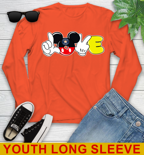 Houston Astros MLB Baseball Love Mickey Disney Sports Youth Long Sleeve 4