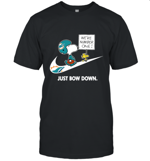 Miami Dolphins Are Number One – Just Bow Down Snoopy Unisex Jersey Tee
