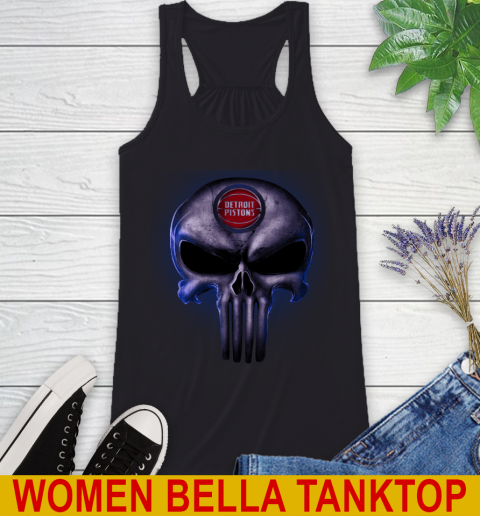 Detroit Pistons NBA Basketball Punisher Skull Sports Racerback Tank