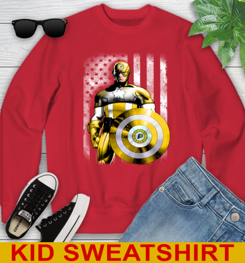 Indiana Pacers NBA Basketball Captain America Marvel Avengers American Flag Shirt Youth Sweatshirt 7