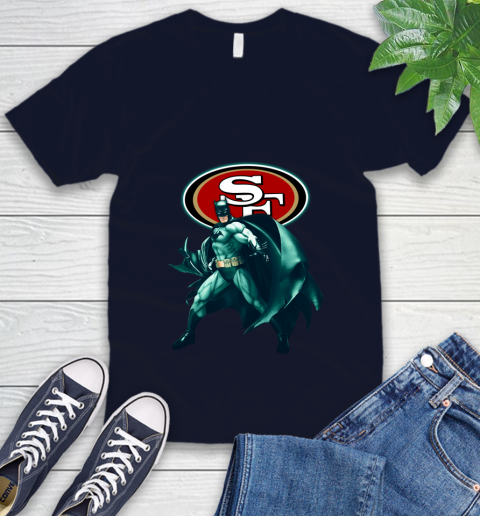 NFL Batman Football Sports San Francisco 49ers V-Neck T-Shirt 3