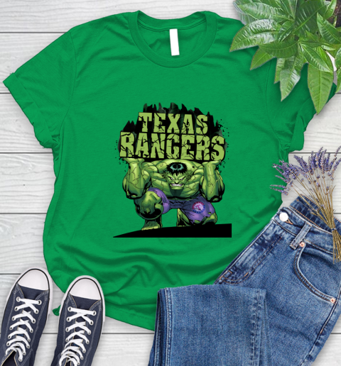 Texas Rangers MLB Baseball Incredible Hulk Marvel Avengers Sports Women's T-Shirt 6