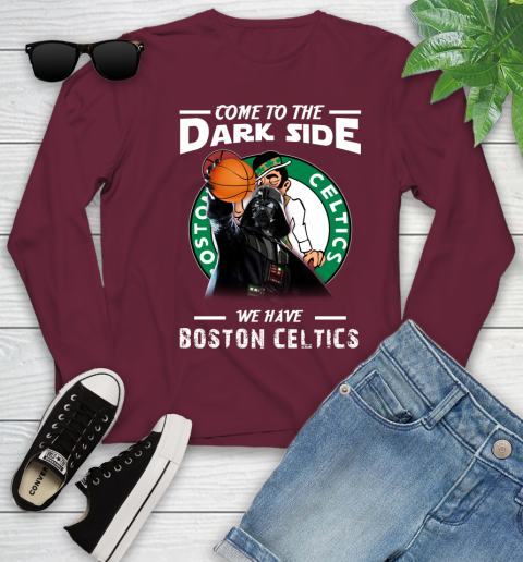 NBA Come To The Dark Side We Have Boston Celtics Star Wars Darth Vader Basketball Youth Long Sleeve 6