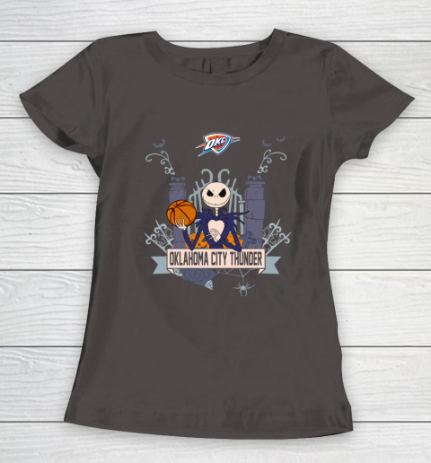 NBA Oklahoma City Thunder Basketball Jack Skellington Halloween Women's T-Shirt 7
