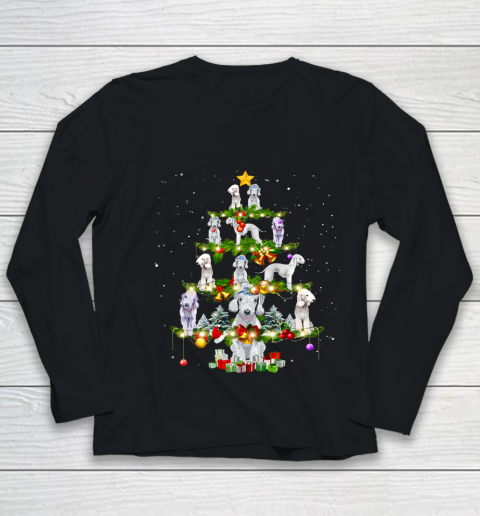 Bedlington Terrier Dog Xmas Tree Lights Ugly Christmas Gift Youth Long Sleeve