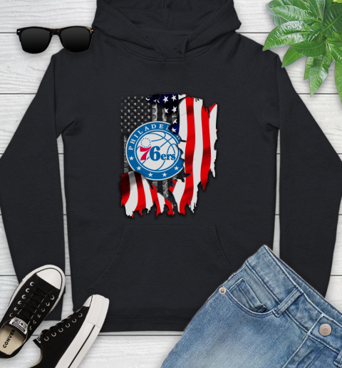 Philadelphia 76ers NBA Basketball American Flag Youth Hoodie