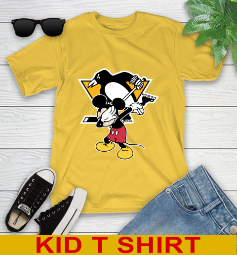 Pittsburgh Penguins NHL Hockey Dabbing Mickey Disney Sports Youth T-Shirt 8