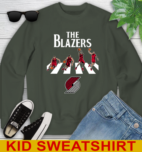 NBA Basketball Portland Trail Blazers The Beatles Rock Band Shirt Youth Sweatshirt - Image 9