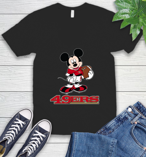 NFL Football San Francisco 49ers Cheerful Mickey Mouse Shirt V-Neck T-Shirt