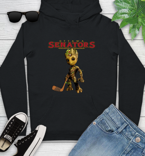 Ottawa Senators NHL Hockey Groot Marvel Guardians Of The Galaxy Youth Hoodie 2