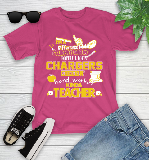 Los Angeles Chargers NFL I'm A Difference Making Student Caring Football Loving Kinda Teacher Youth T-Shirt 11