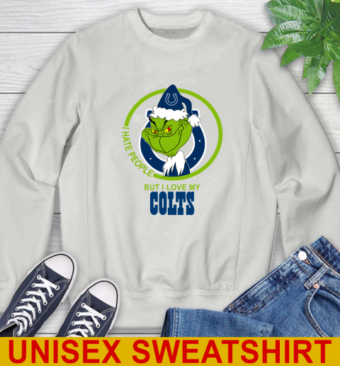 Indianapolis Colts NFL Christmas Grinch I Hate People But I Love My Favorite Football Team Sweatshirt 5