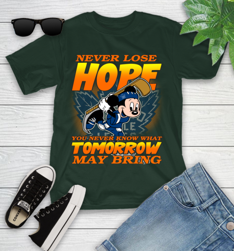 Toronto Maple Leafs NHL Hockey ootball Mickey Disney Never Lose Hope Youth T-Shirt 5
