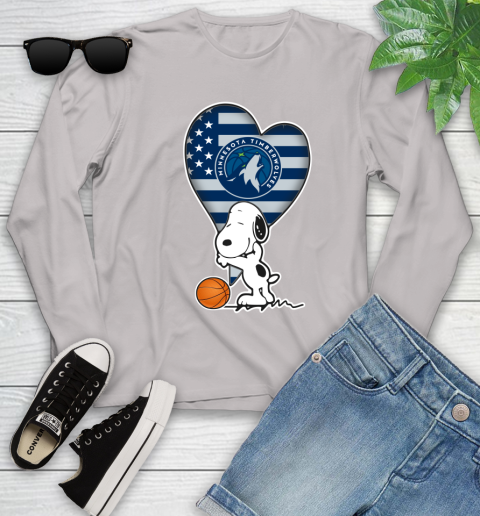 Minnesota Timberwolves NBA Basketball The Peanuts Movie Adorable Snoopy Youth Long Sleeve 12