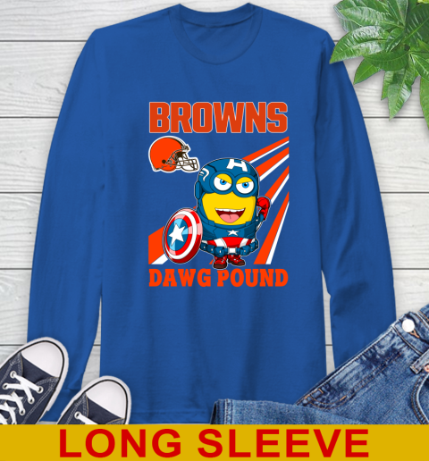 NFL Football Cleveland Browns Captain America Marvel Avengers Minion Shirt Long Sleeve T-Shirt 11